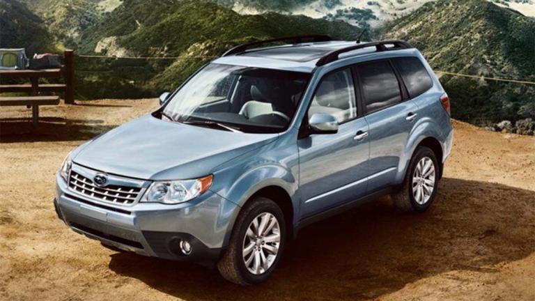 2011 Subaru Forester in baby blue.